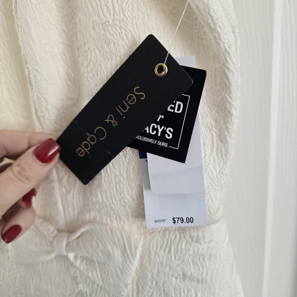 SENI & CADE Bow Trim Bubble Hem Short Dress - Picture 6 of 9